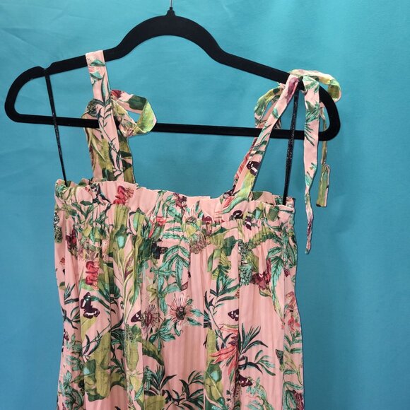 H&M Floral Tropical Print Midi Dress With Adjustable Straps Size S 100% Cotton W - Picture 7 of 9